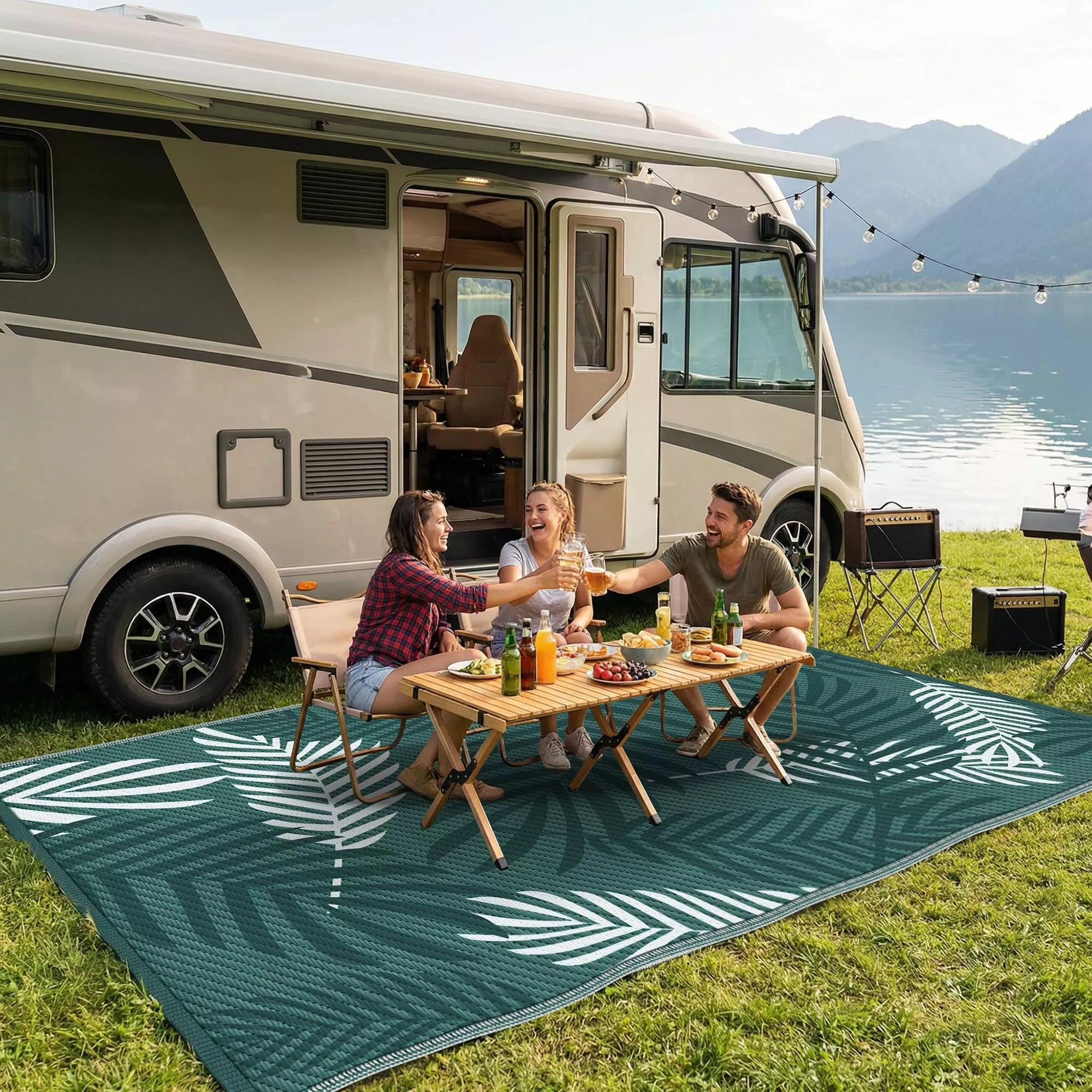Kohree Outdoor Rug Waterproof 9x12, Reversible Outdoor Plastic Straw R