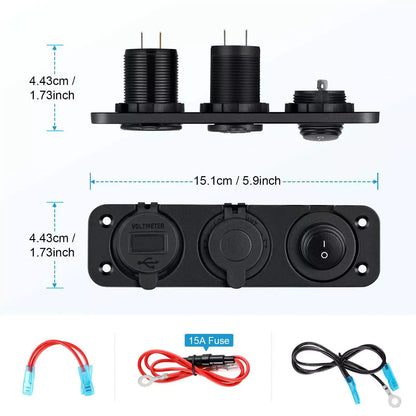 3 in 1 car adapter outlet plug specification