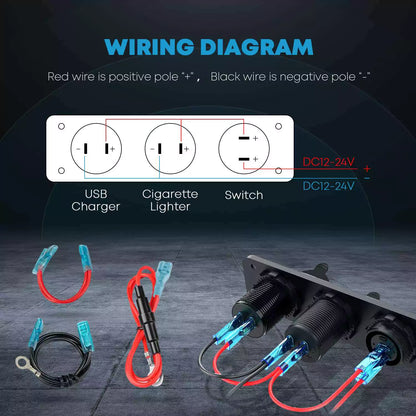 positive negative cigarette lighter socket wiring 18AWG Plug Wire Harness For LED Light Bar easy to use with the long lifespan up to 10000 cycles 12V Power Outlet Socket, 3