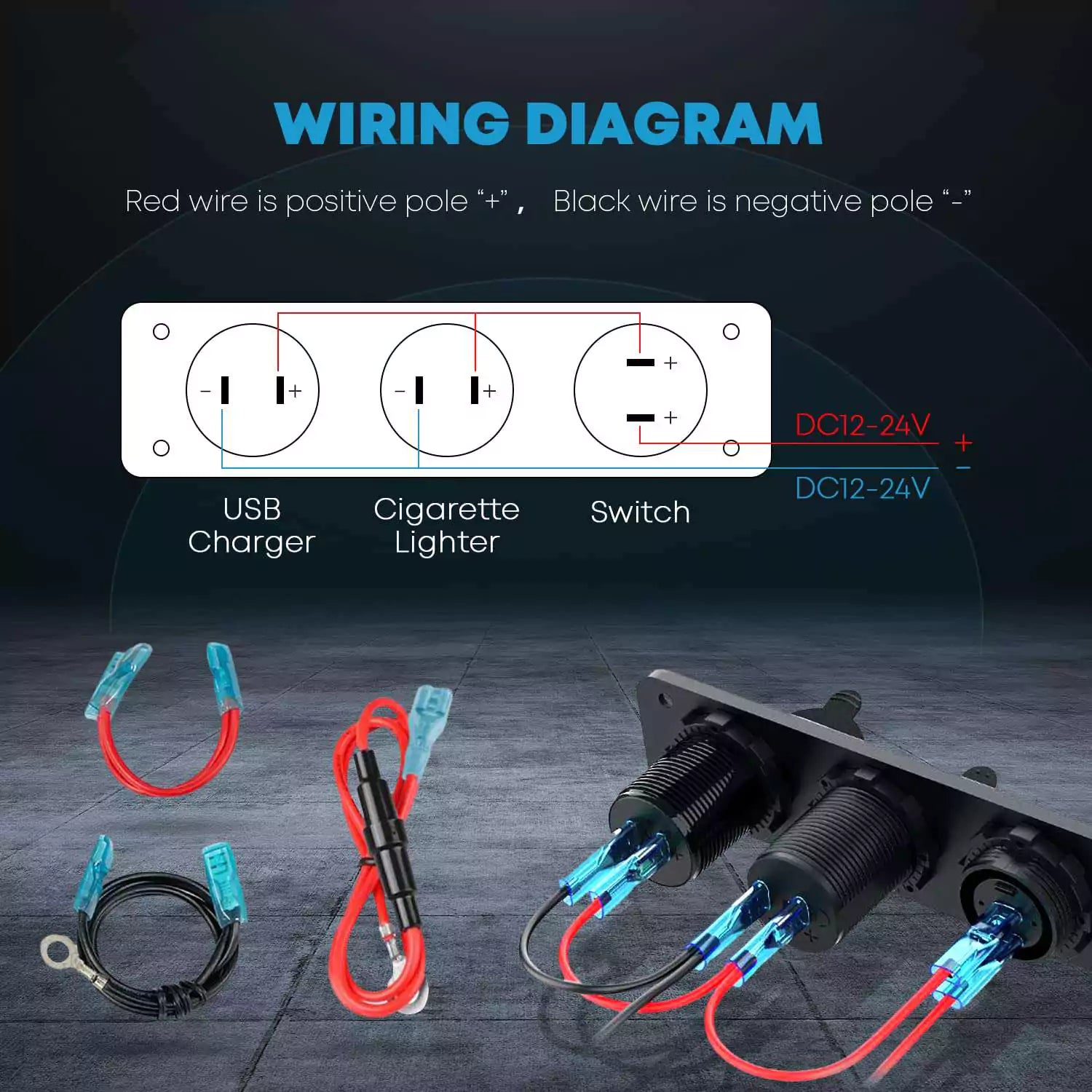 Wiring diagram 3 in 1 car outlet plug converter