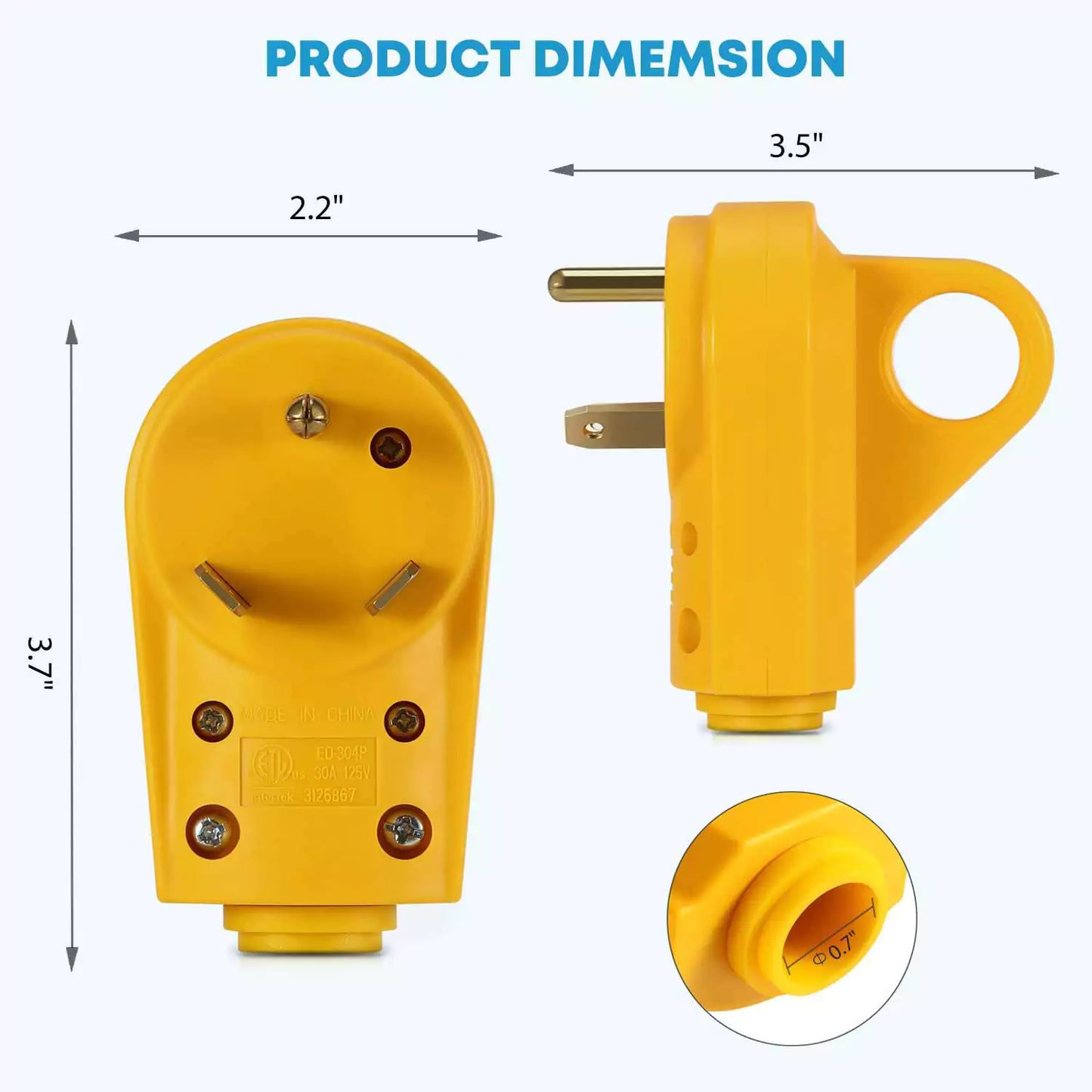 30 amp plug for camper male dimension