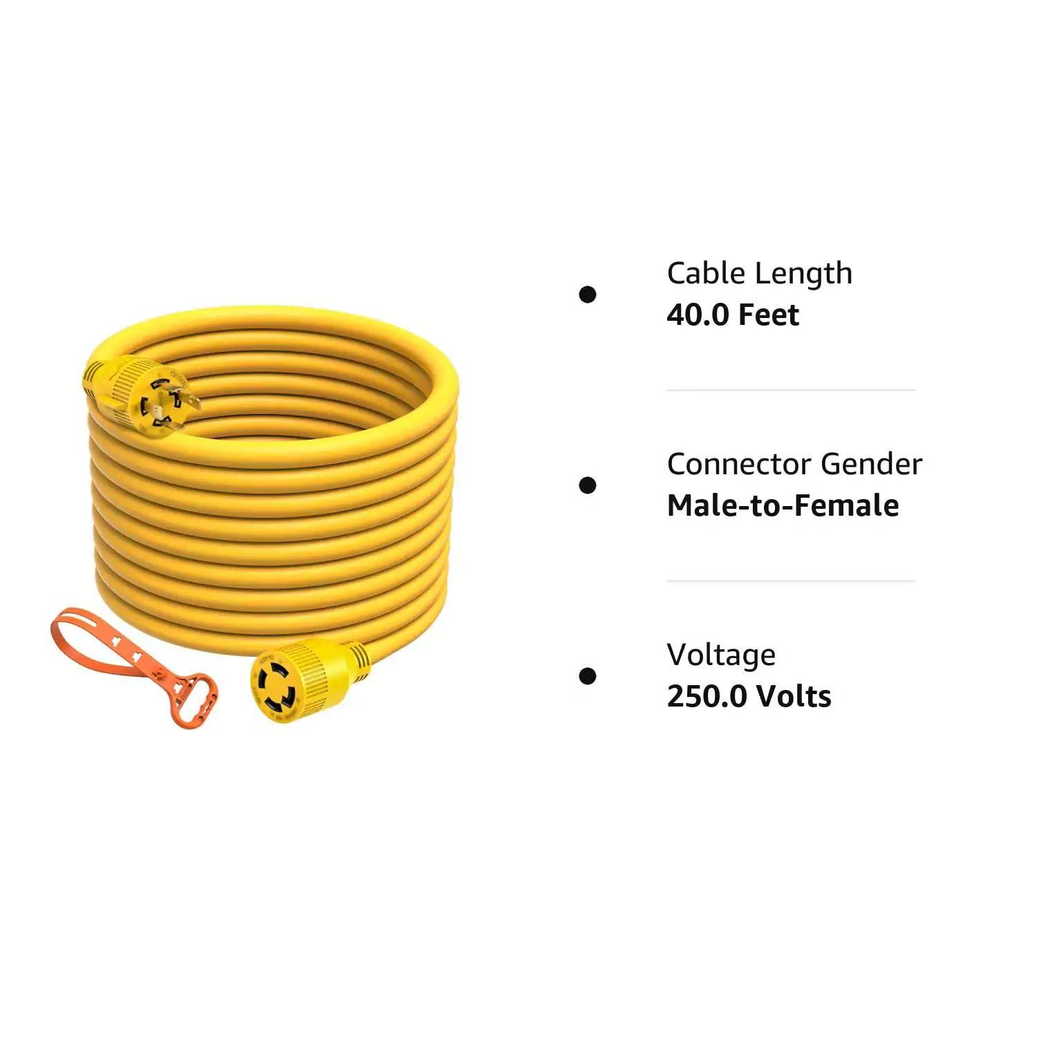 40 feet 30 amp generator plug specification