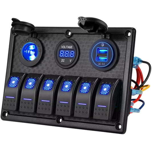 6 Gang Marine Rocker Switch Panel