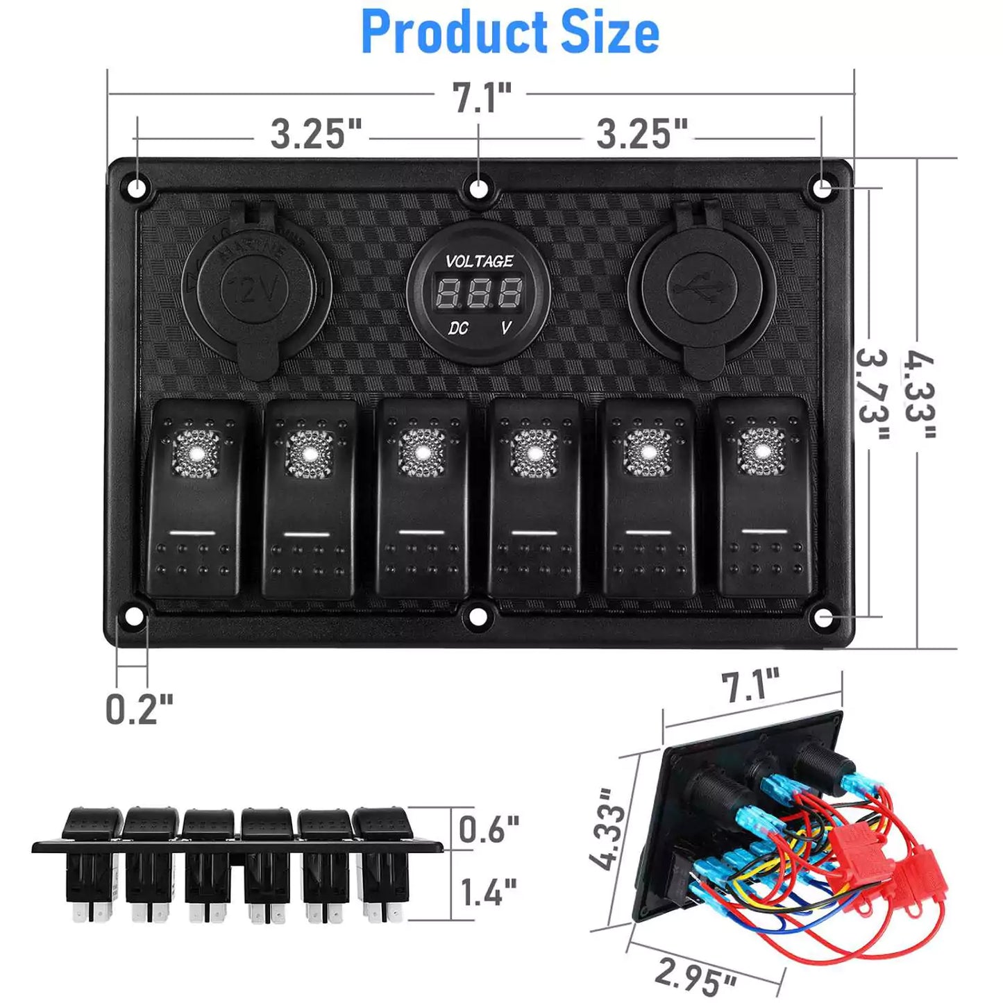 6 gang race car switch panel size