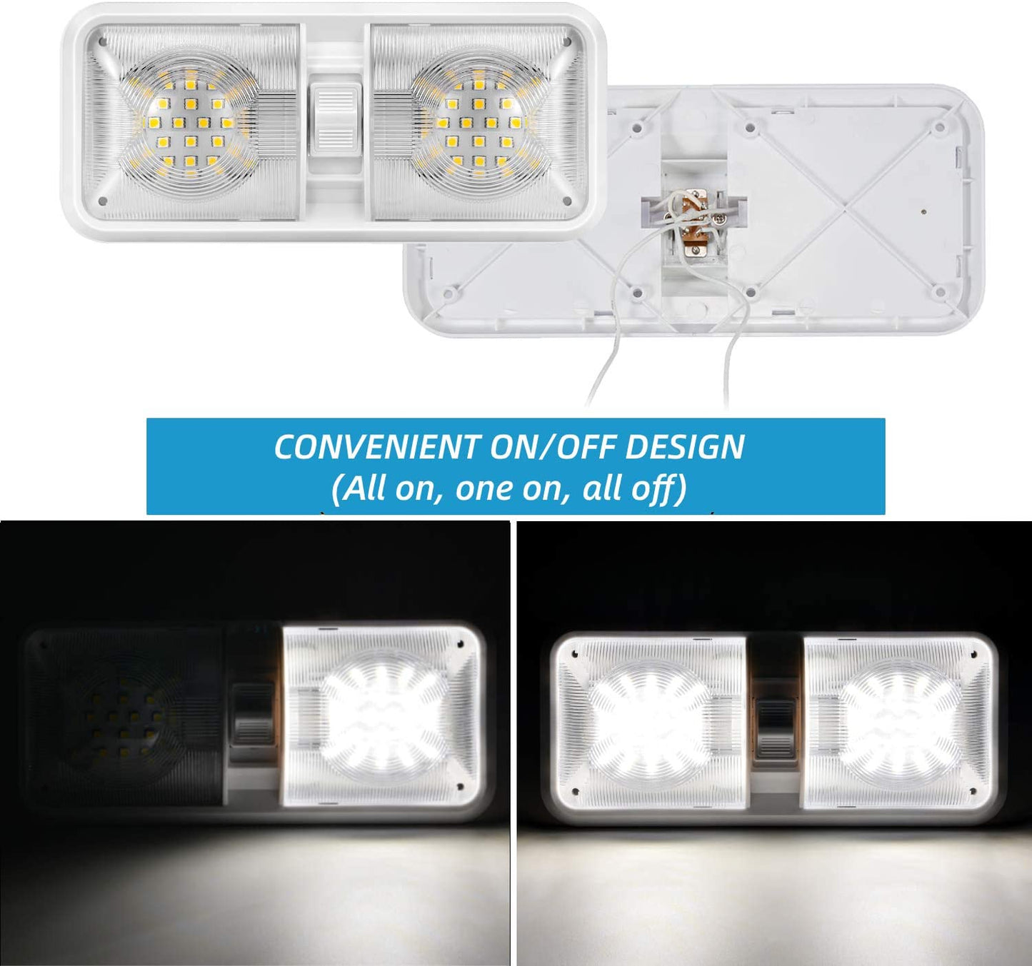 12V LED Double Dome Light, 2 Pack