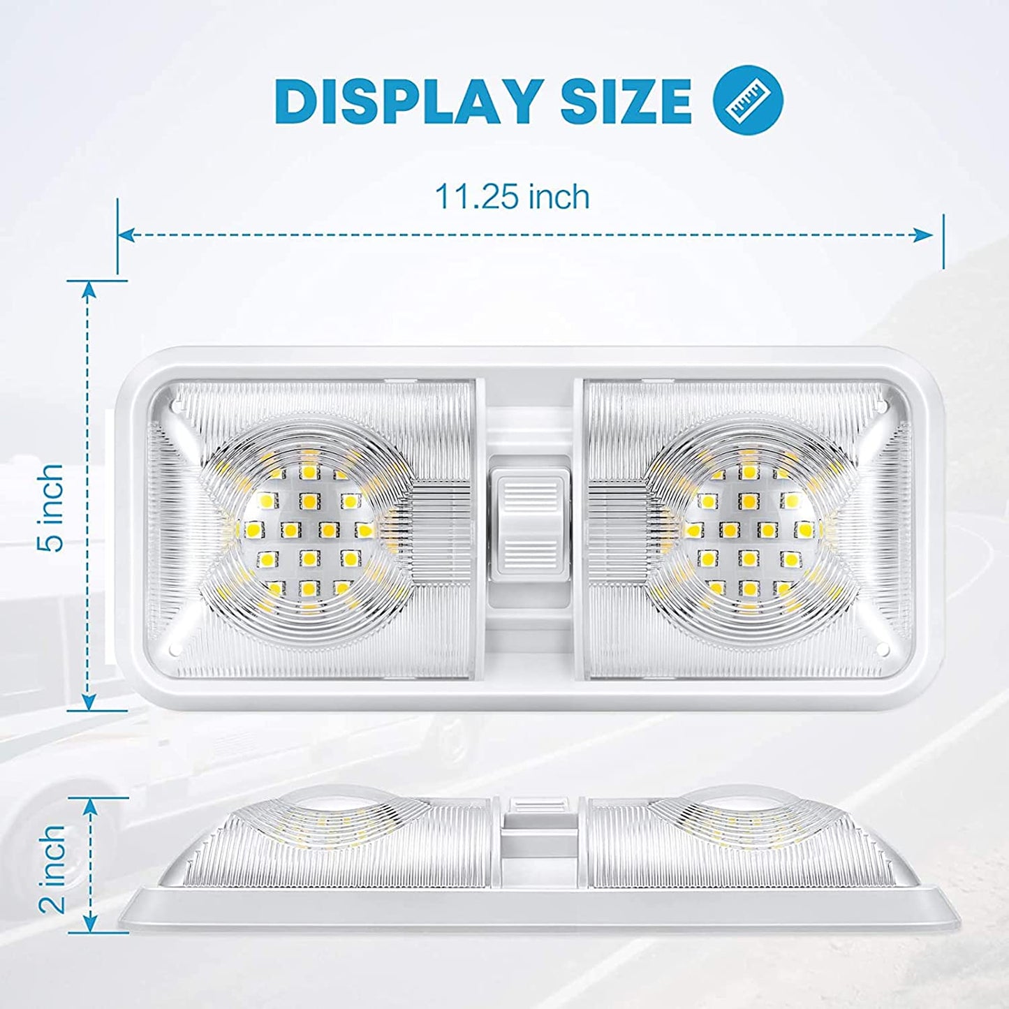 12V LED Double Dome Light, 2 Pack