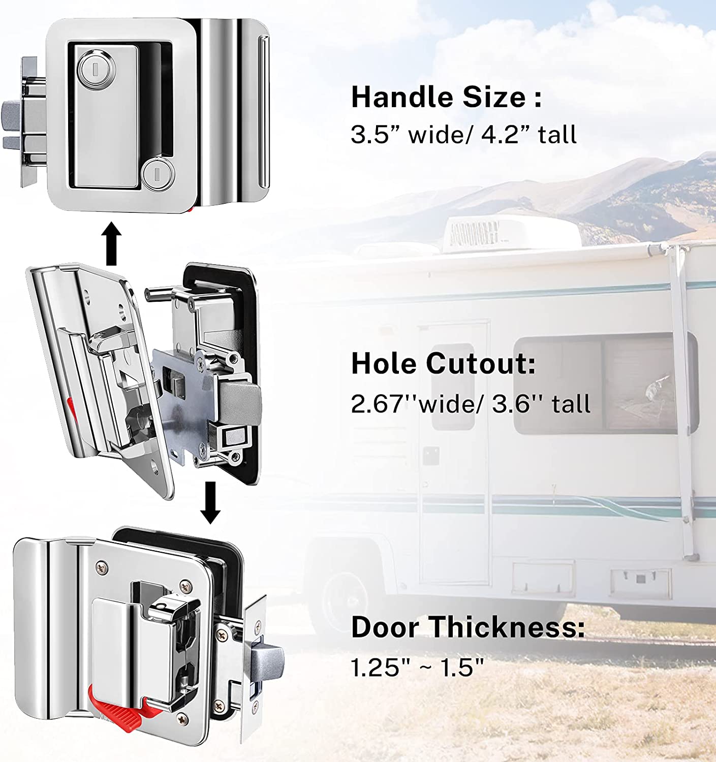 RV Entry Door Lock, Chrome