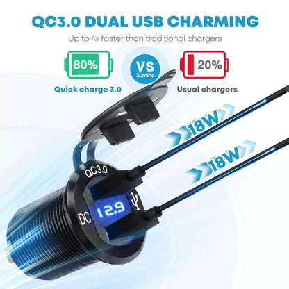 QC 3.0 dual USB charming cigarette lighter adapter