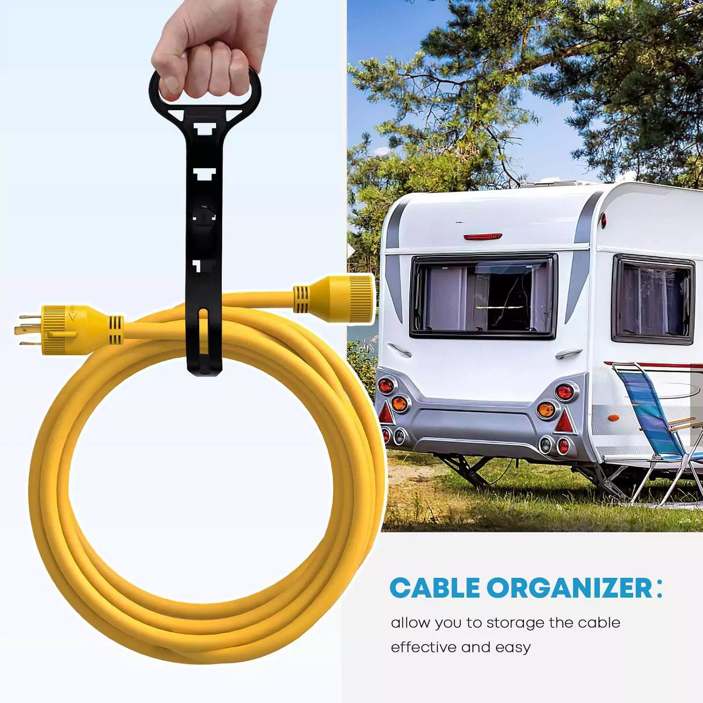 Cable organizer for generator power cord 30 amp