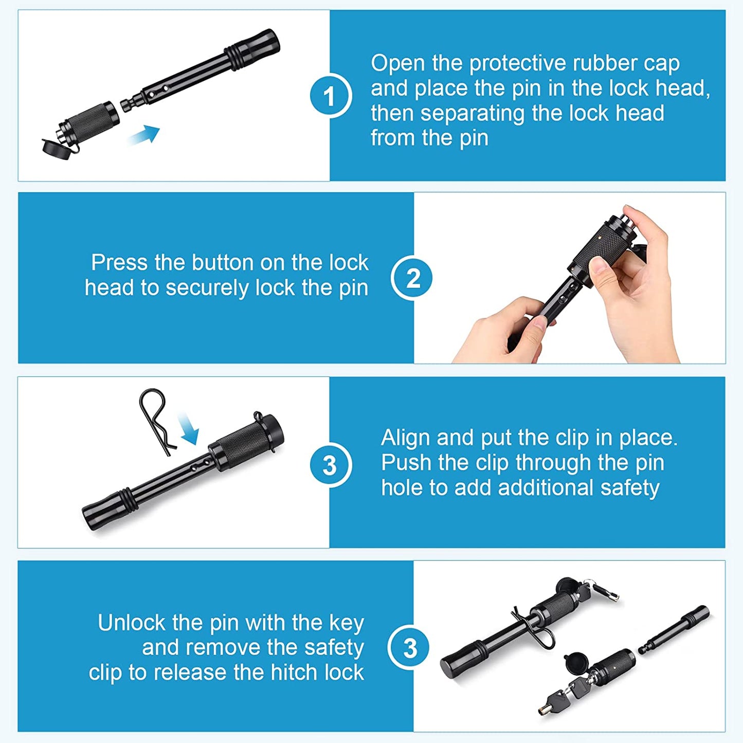 How to use Kohree trailer hitch lock