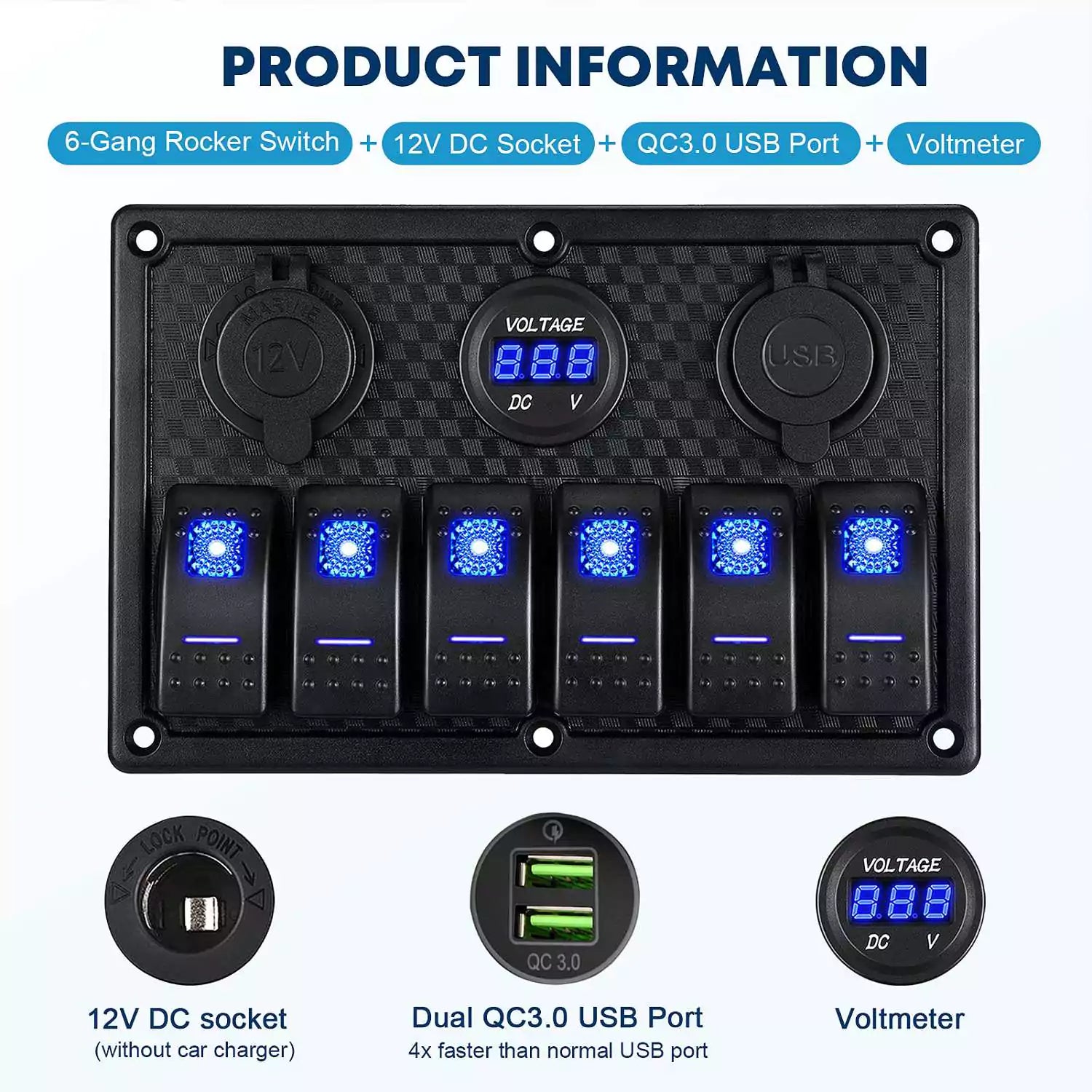 Kohree 6 gang rocker switch panel