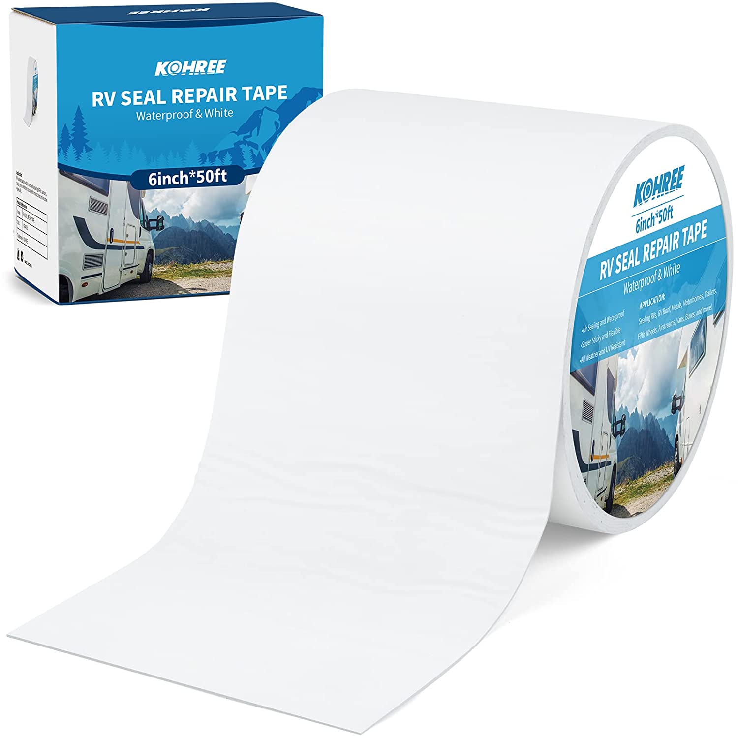 Kohree 6 inch white RV sealant tape