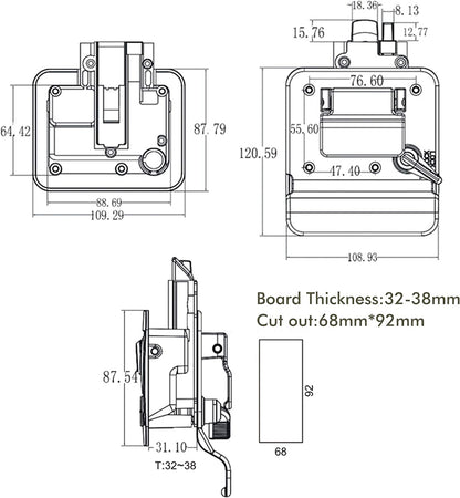 Size of Kohree RV Entry Door Lock