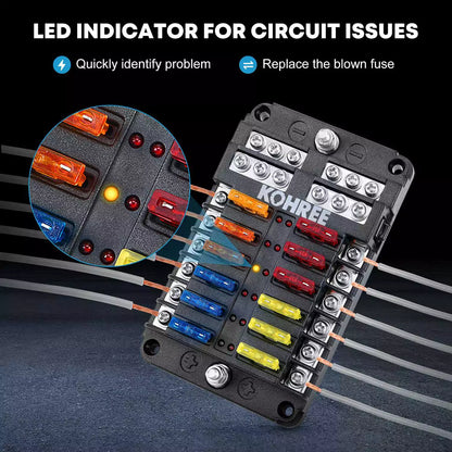 12V Fuse Block, 12 Way