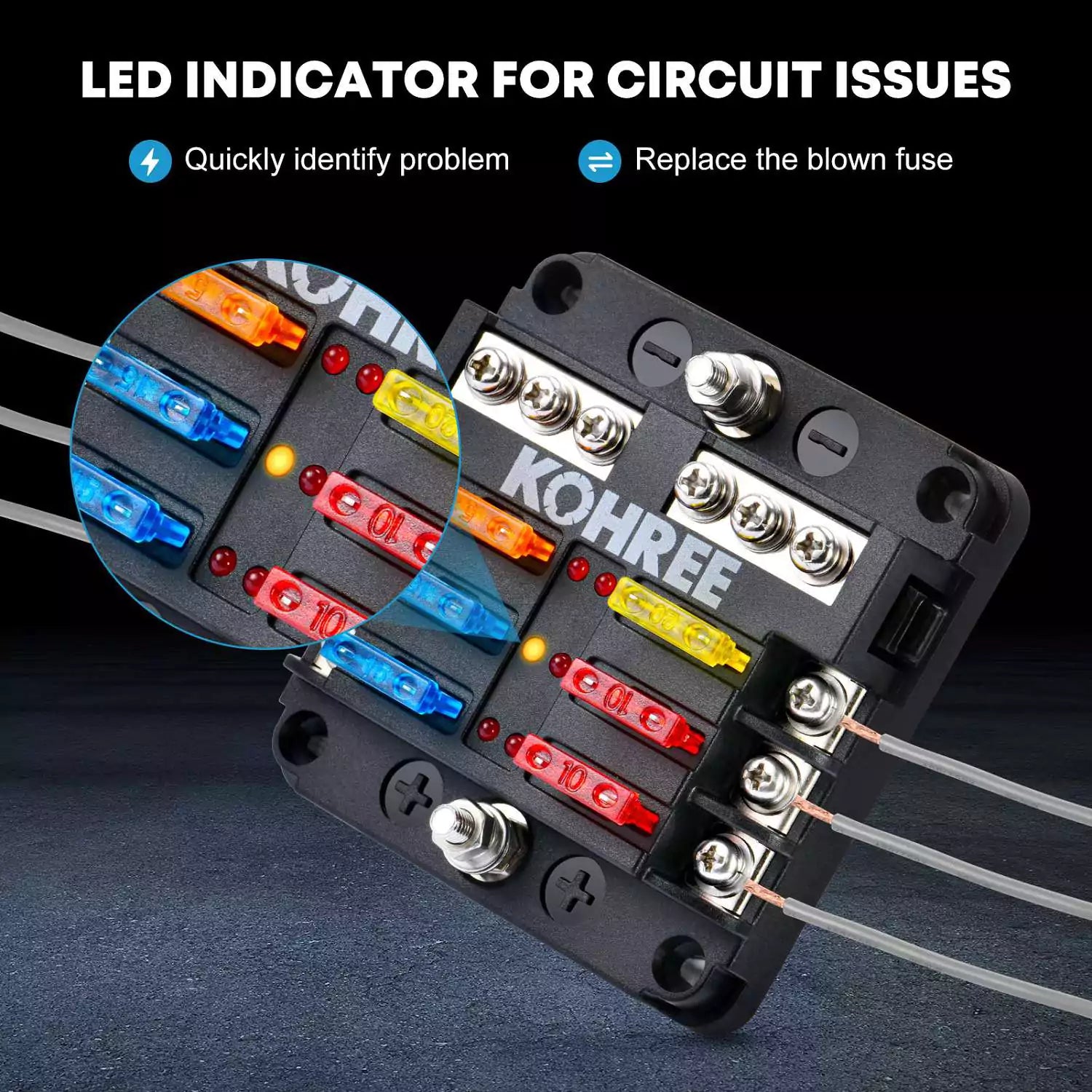 LED indicator for circuit issues