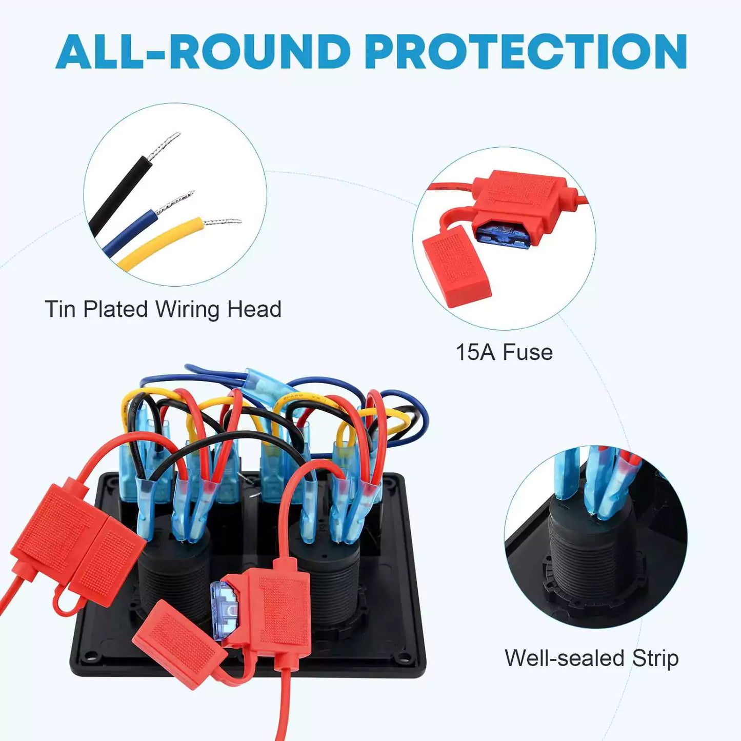 All round protection marine boat switch panel