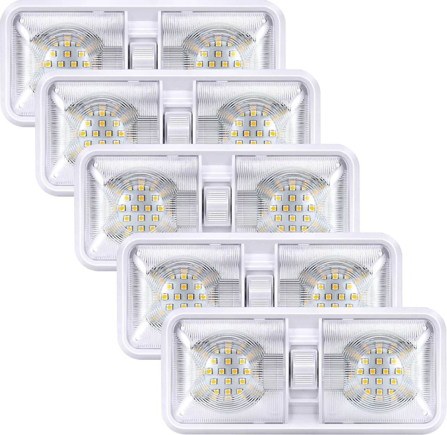 12V LED Double Dome Light, 5 Pack