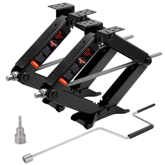 Kohree 9500 lbs RV Stabilizer Jacks 24", Leveling Scissor Jacks for Travel Trailer, Set of 2, Heavy Duty Camper Stabilizer Jacks Kit with Anti-Slip Handle and Drill Socket, Easy to Install