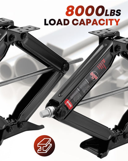 Kohree 8000 lbs RV Stabilizer Jacks 24", Leveling Scissor Jacks for Travel Trailer, Set of 2, Heavy Duty Camper Stabilizer Jacks Kit with Anti-Slip Handle and Drill Socket, Easy to Install