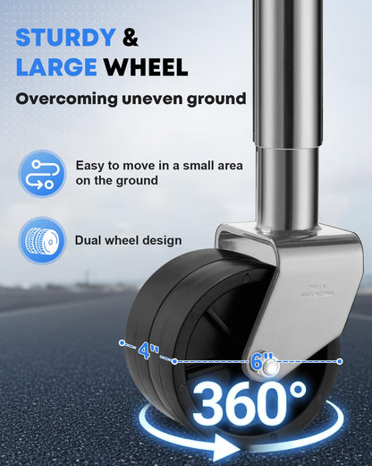 Kohree 2000 lbs Trailer Jack with Dual Wheel, 20-24V Cordless Drill Compatible, Heavy Duty Bolt on Trailer Tongue Jack for RV, Boat, Sliver, 12" Lift