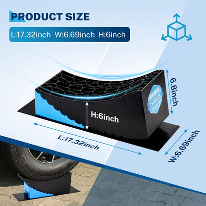 Kohree RV Leveling Blocks 6 Inch, 2 Packs Sturdy Camper Curved Levelers with 2 Wheel Chocks, 2 Rubber Mats & Carry Bag, RV Leveling System for Single Dual Axle Travel Trailers