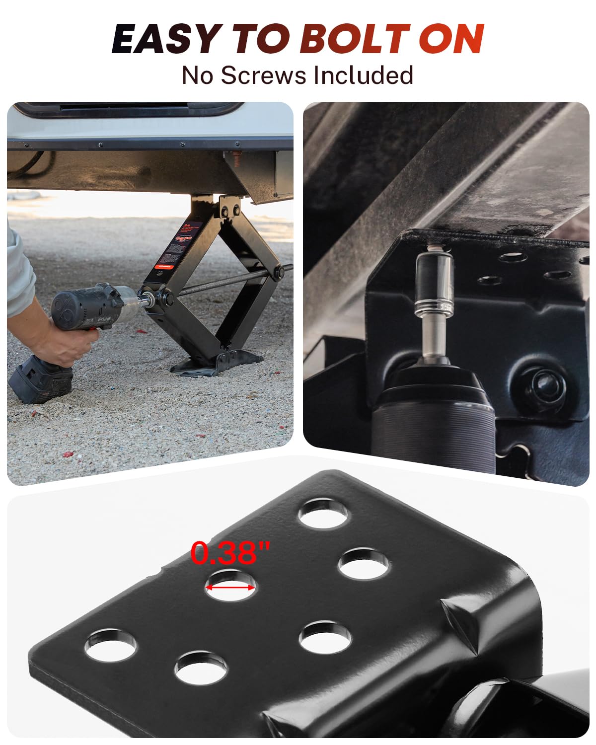Kohree 9500 lbs RV Stabilizer Jacks 24", Leveling Scissor Jacks for Travel Trailer, Set of 2, Heavy Duty Camper Stabilizer Jacks Kit with Anti-Slip Handle and Drill Socket, Easy to Install
