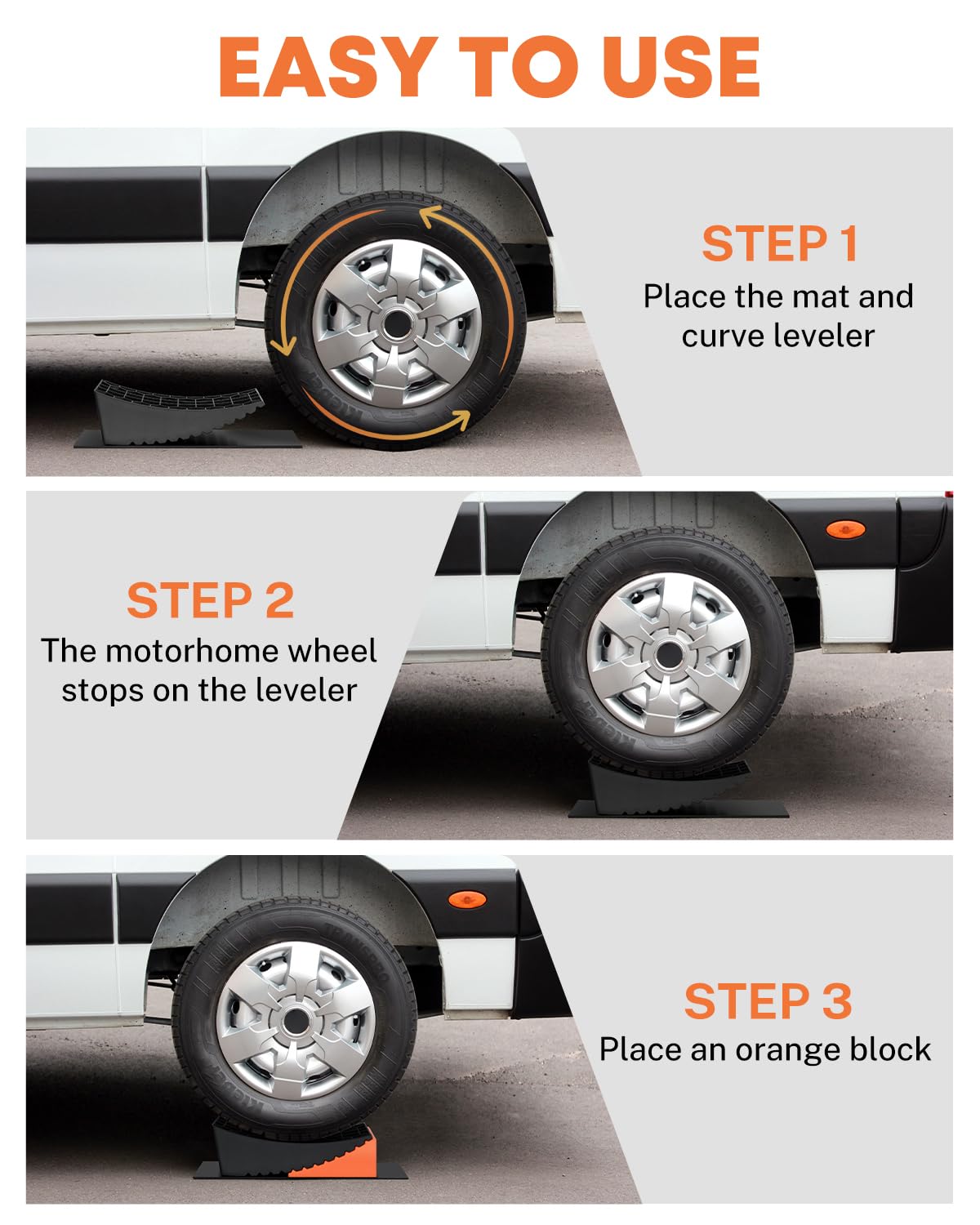 Kohree RV Leveling Blocks Kit, Up to 35,000 lbs, 4" Max Level System | Upgraded 2 Pack Camper Leveler, 2 Chocks, 2 Anti-Slip Mats, 2 T Lever, 1 Carry Bag, for Travel Trailer, 5th Wheel