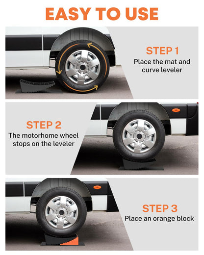 Kohree RV Leveling Blocks Kit, Up to 35,000 lbs, 4" Max Level System | Upgraded 2 Pack Camper Leveler, 2 Chocks, 2 Anti-Slip Mats, 2 T Lever, 1 Carry Bag, for Travel Trailer, 5th Wheel