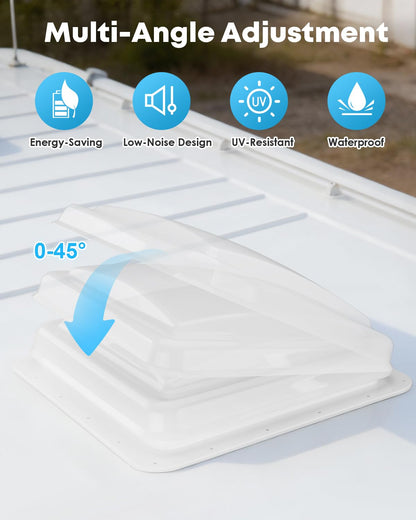 Kohree RV Roof Vent Fan 14" x 14" for Camper Trailer, Universal RV Bathroom Exhaust Vent with 12V RV Fan, RV Camper Exhaust Fan with 6" Blades
