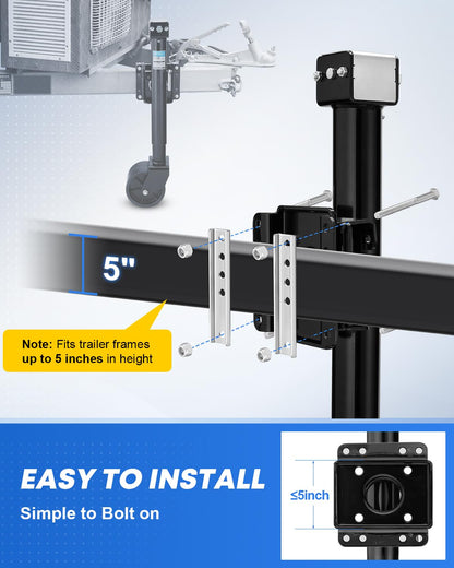 Kohree 2000 lbs Trailer Jack with Dual Wheel, 20-24V Cordless Drill Compatible, Heavy Duty Bolt on Trailer Tongue Jack for RV, Boat, Black, 12" Lift