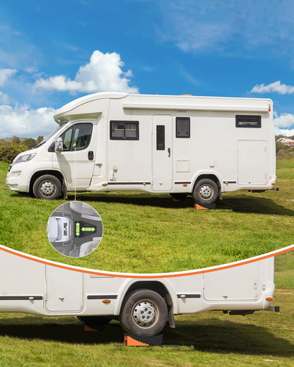 Kohree RV Leveling Blocks Kit, Up to 35,000 lbs, 4" Max Level System | Upgraded 2 Pack Camper Leveler, 2 Chocks, 2 Anti-Slip Mats, 2 T Lever, 1 Carry Bag, for Travel Trailer, 5th Wheel
