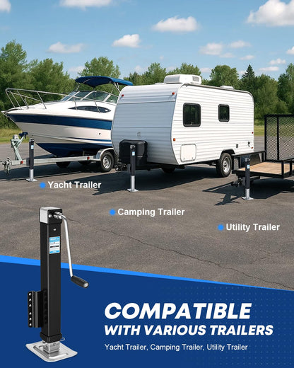 Kohree 8000 lbs Trailer Jack Heavy Duty, 20-24V Electric Drill–Operated, Adjustable Bolt on RV Tongue Jack with Drop Leg & Handle for Boat, Yacht, Horse, Utility Trailer