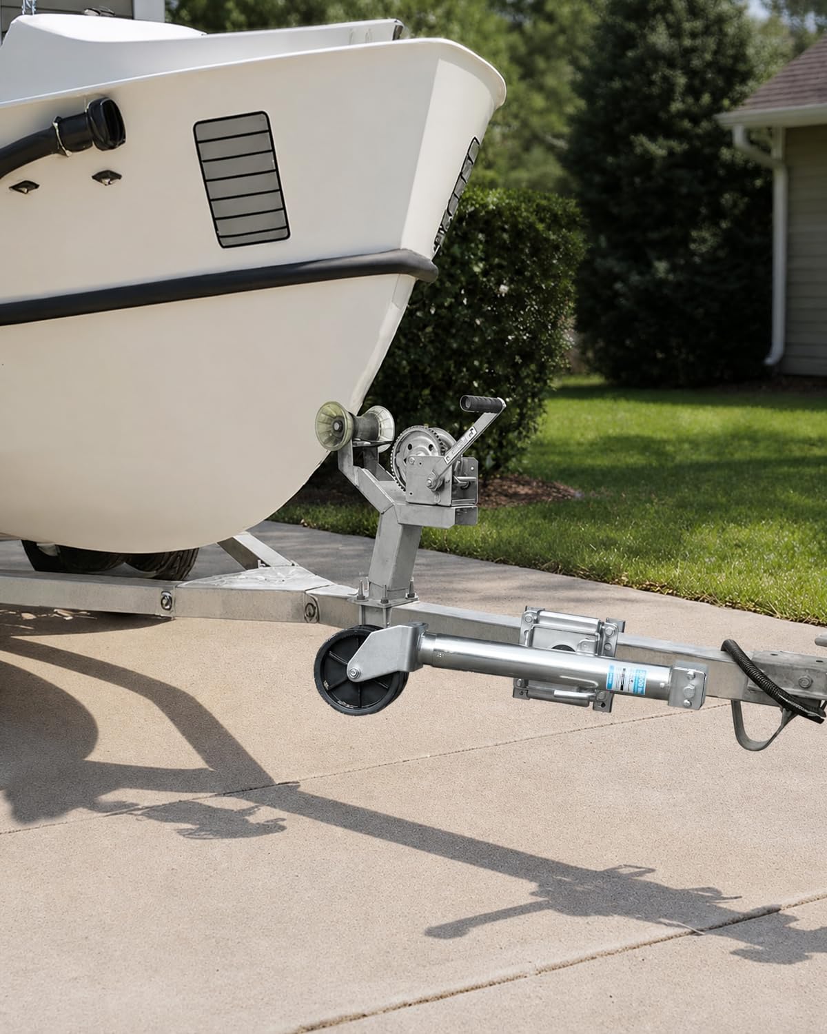 Kohree 2000 lbs Trailer Jack with Dual Wheel, 20-24V Cordless Drill Compatible, Heavy Duty Bolt on Trailer Tongue Jack for RV, Boat, Sliver, 12" Lift