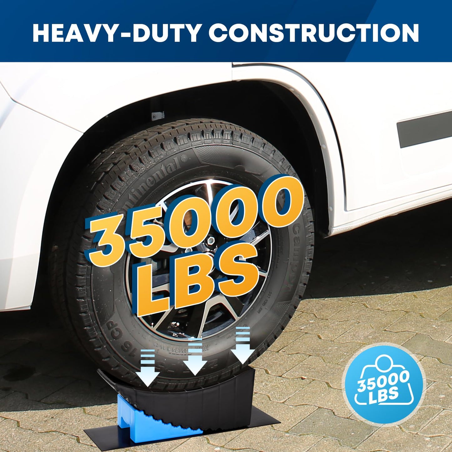Kohree RV Leveling Blocks 6 Inch, 2 Packs Sturdy Camper Curved Levelers with 2 Wheel Chocks, 2 Rubber Mats & Carry Bag, RV Leveling System for Single Dual Axle Travel Trailers