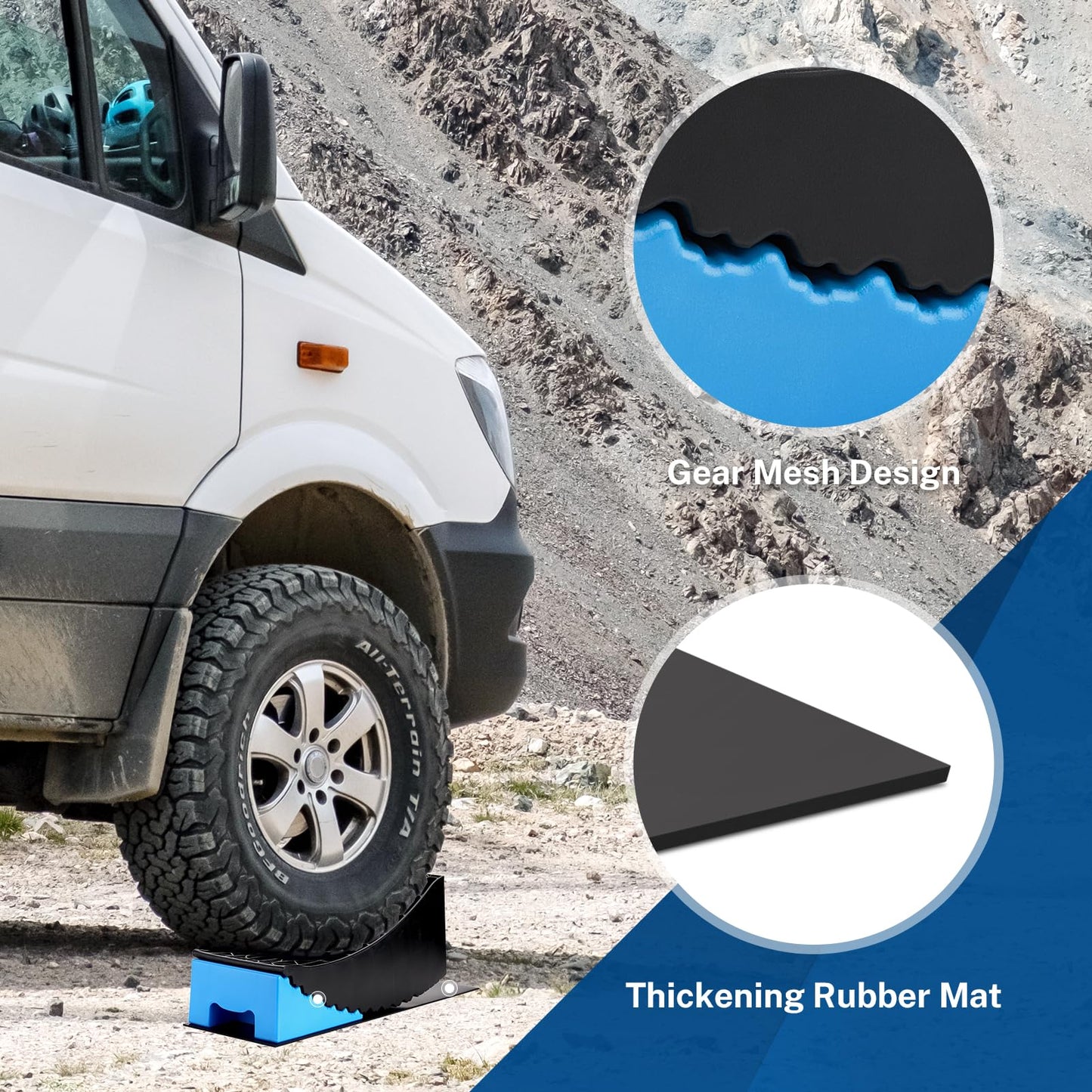 Kohree RV Leveling Blocks 6 Inch, 2 Packs Sturdy Camper Curved Levelers with 2 Wheel Chocks, 2 Rubber Mats & Carry Bag, RV Leveling System for Single Dual Axle Travel Trailers