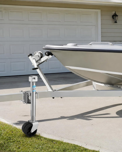 Kohree 2000 lbs Trailer Jack with Dual Wheel, 20-24V Cordless Drill Compatible, Heavy Duty Bolt on Trailer Tongue Jack for RV, Boat, Sliver, 12" Lift